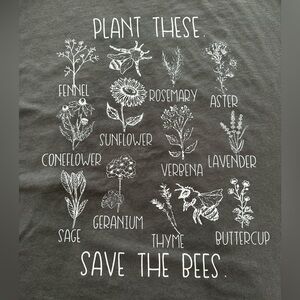 Botanical Save the Bees tee t-shirt L gray